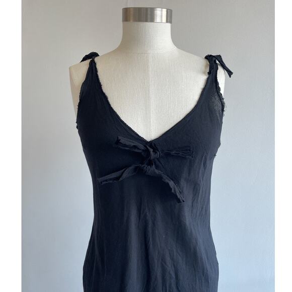 Vtg 90's BEAUTIFUL PEOPLE Black Slip Dress Sz Large Minimal Subversive Designer - Picture 3 of 8